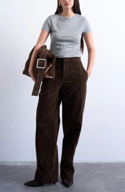 Topshop Tailored Horseshoe Leg Pants In Brown