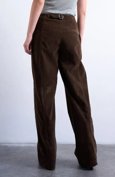 Topshop Tailored Horseshoe Leg Pants In Brown