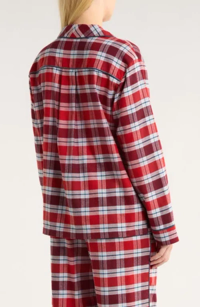 Lunya Brushed Flannel Shawl Collar Long Sleeve In Red