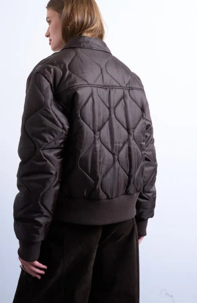 Topshop Collared Liner Cropped Bomber Jacket In Black