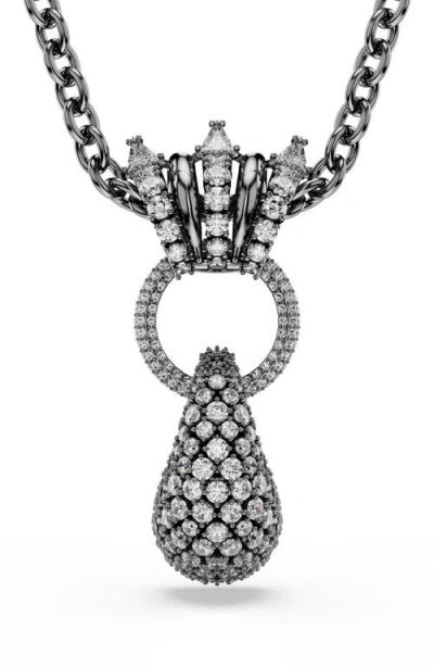 Swarovski Sublima Ruthenium Plated Pendant Necklace In Brown