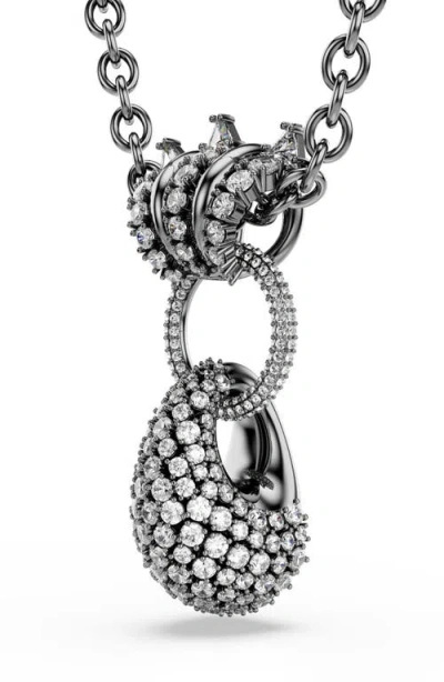 Swarovski Sublima Ruthenium Plated Pendant Necklace In Brown