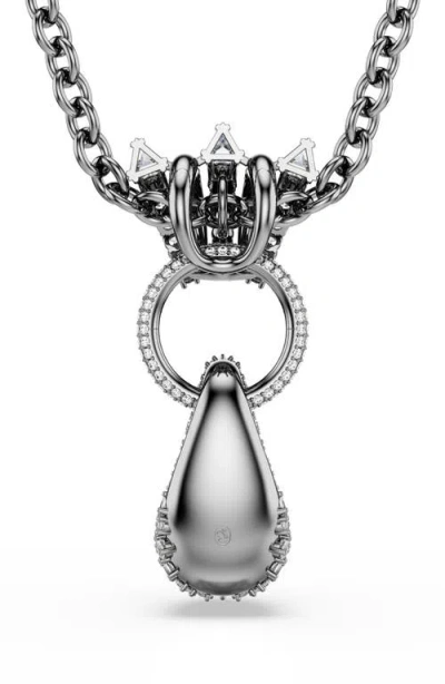 Swarovski Sublima Ruthenium Plated Pendant Necklace In Brown