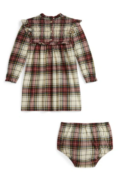 Ralph Lauren Plaid Cotton Jersey Dress & Bloomer In Multi