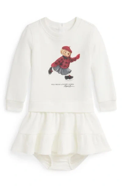 Ralph Lauren Logo Graphic Sweatshirt Dress & Bloomers In Neutral