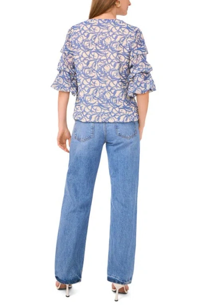 Vince Camuto Print Bubble Sleeve Top In Blue