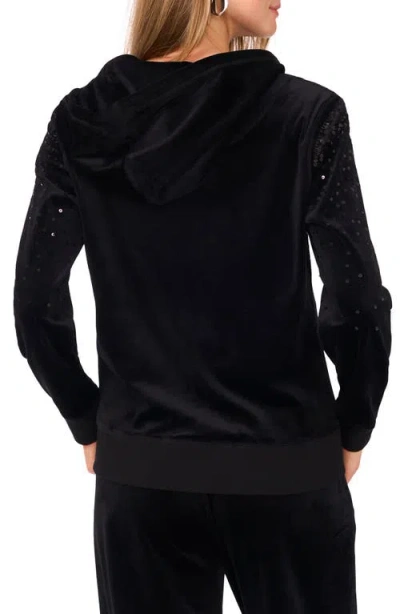 Vince Camuto Sequin Front Zip Hoodie In Black
