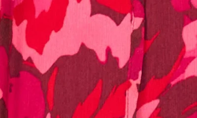 Vince Camuto Floral Print Tie Neck Top In Red