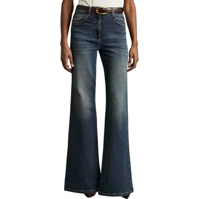 Reiss Bonnie Flare-leg Denim Jeans In Blue