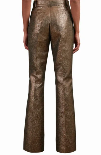 Reiss Gold Sienna Flare Sparkle Patch-pocket Flared Trousers In Brown