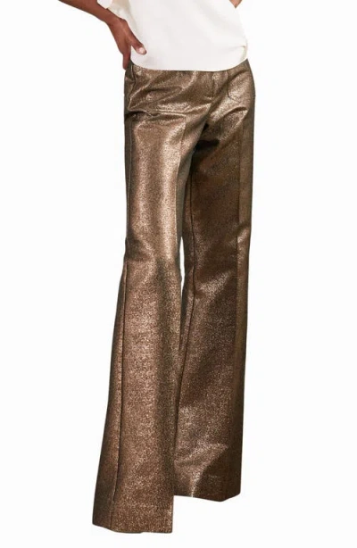 Reiss Gold Sienna Flare Sparkle Patch-pocket Flared Trousers In Brown