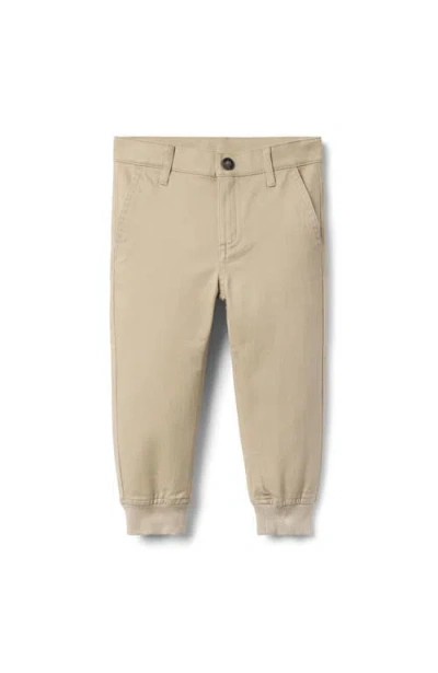Janie And Jack The Button Twill Jogger In Neutral