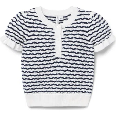 Janie And Jack Wavy Striped Pointelle Sweater Top In Blue