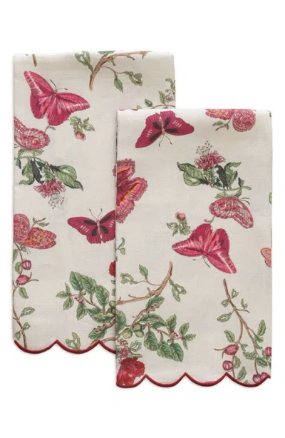 Matouk Baudin Butterfly Set Of 2 Linen Guest Towels In Multi