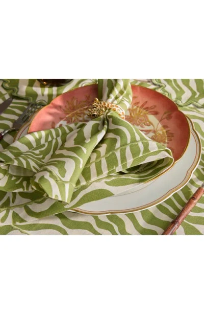 Matouk Regine Set Of 4 Linen Zebra Stripe Linen Napkins In Green