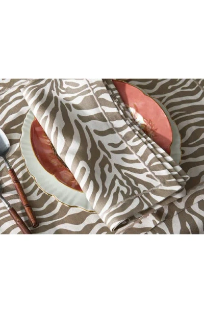 Matouk Regine Set Of 4 Linen Zebra Stripe Linen Napkins In Brown