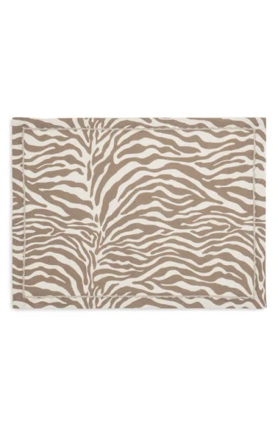Matouk Regine Set Of 4 Linen Zebra Stripe Linen Placemats In Brown
