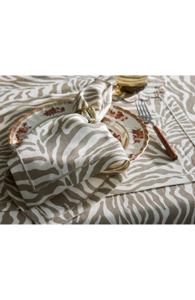 Matouk Regine Set Of 4 Linen Zebra Stripe Linen Placemats In Brown