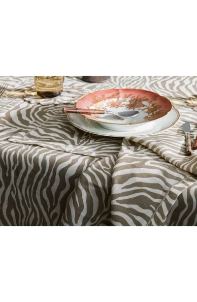 Matouk Regine Set Of 4 Linen Zebra Stripe Linen Placemats In Brown