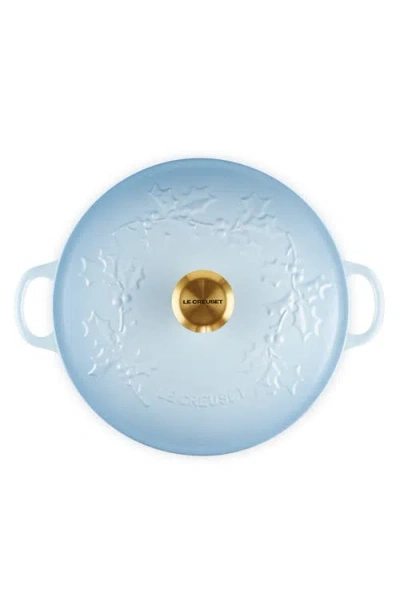 Le Creuset Holly Collection Enameled Cast Iron 4.5 Qt. Traditional Chef's Oven With Lid In Blue