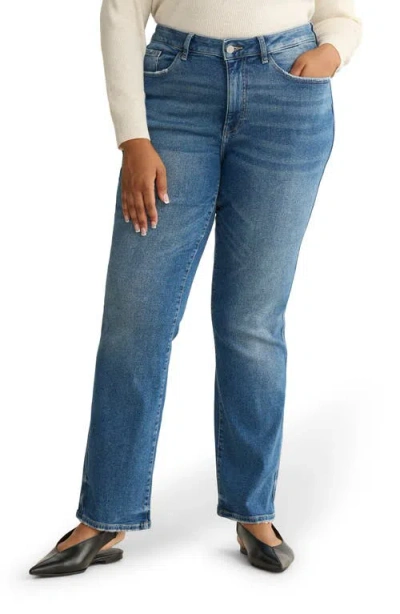 Warp & Weft Warp+weft Ase High Waist Straight Leg Jeans In Blue