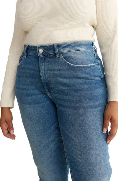 Warp & Weft Warp+weft Ase High Waist Straight Leg Jeans In Blue