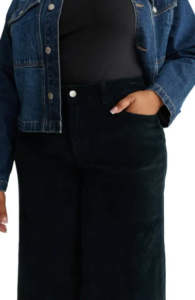 Warp & Weft Warp+weft Avl Crop Denim Jacket With Corduroy Collar In Blue