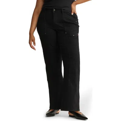 Warp & Weft Warp+weft Sat '90s High Waist Relaxed Straight Leg Utility Jeans In Black