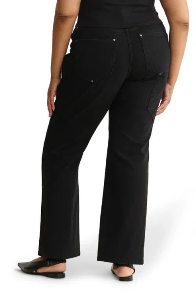 Warp & Weft Warp+weft Sat '90s High Waist Relaxed Straight Leg Utility Jeans In Black