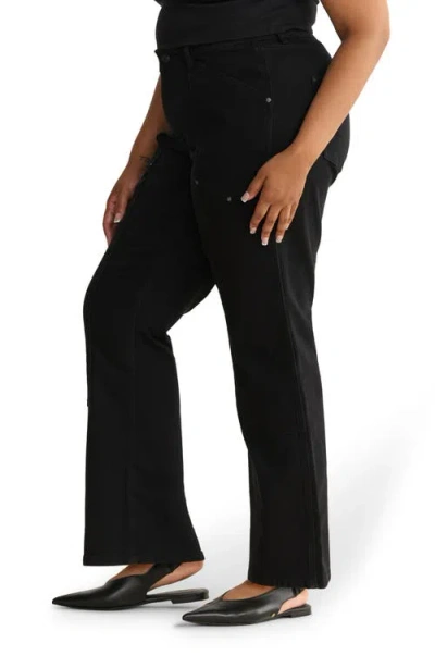 Warp & Weft Warp+weft Sat '90s High Waist Relaxed Straight Leg Utility Jeans In Black