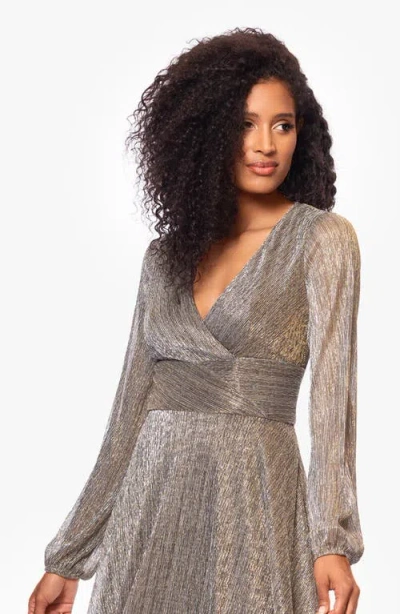 Betsy & Adam "alexa" Long Sleeve Metallic Knit Dress In Multi