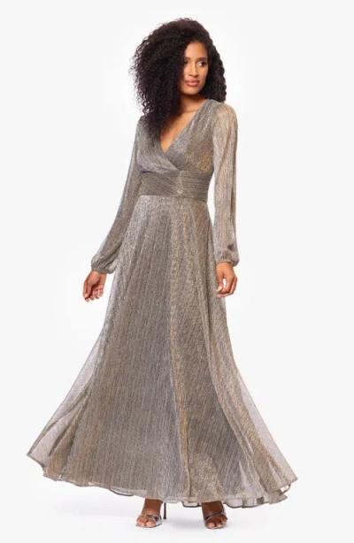 Betsy & Adam "alexa" Long Sleeve Metallic Knit Dress In Multi