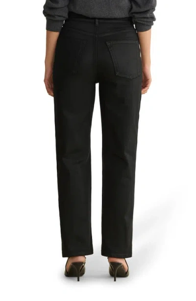 Warp & Weft Warp+weft Ase Coated High Waist Straight Leg Jeans In Black