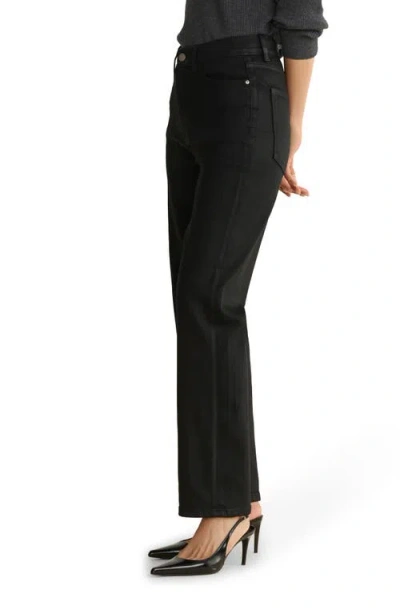 Warp & Weft Warp+weft Ase Coated High Waist Straight Leg Jeans In Black
