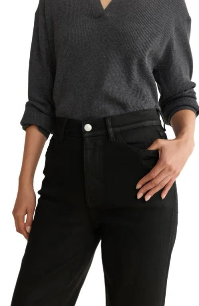 Warp & Weft Warp+weft Ase Coated High Waist Straight Leg Jeans In Black