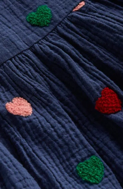 Mini Boden Kids' Puff Sleeve Double Cloth Dress In Blue