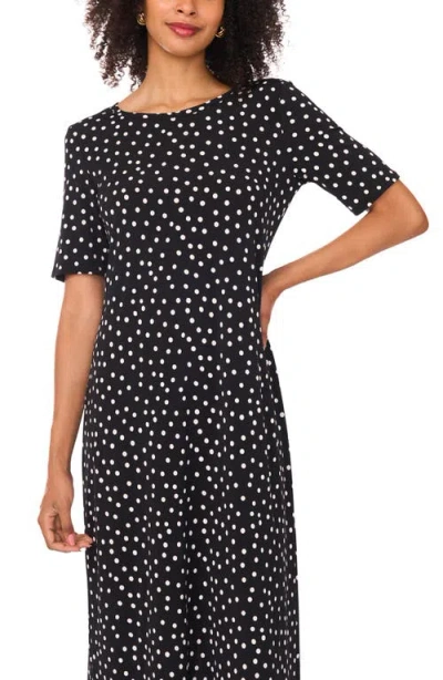 Vince Camuto Women's Polka Dot Crew Neck Maxi Dress In Black