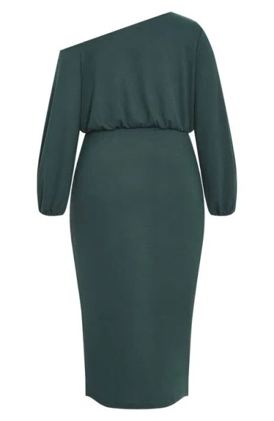 City Chic Alysia Long Sleeve Midi Dress In Green
