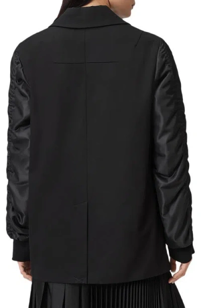 Allsaints Womens Black Lorna Cotton And Shell Blazer Jacket