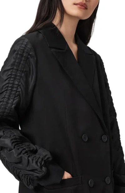 Allsaints Womens Black Lorna Cotton And Shell Blazer Jacket