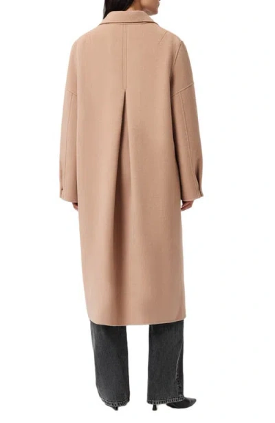 Allsaints Womens Camel Brown Sellema Notched-lapel Wool Blend Coat In Brown