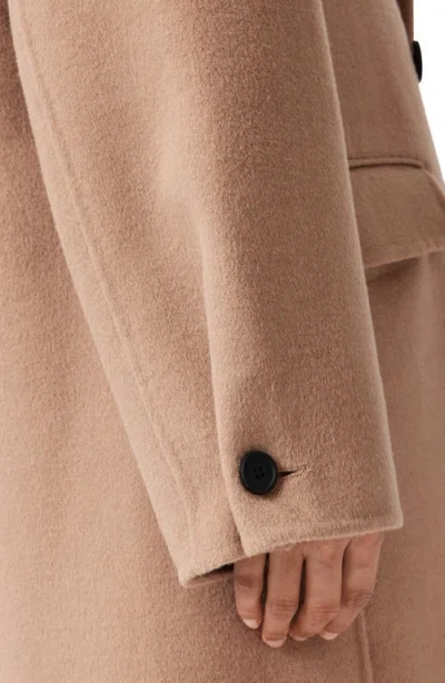 Allsaints Womens Camel Brown Sellema Notched-lapel Wool Blend Coat In Brown