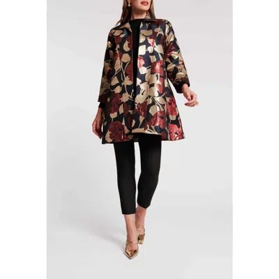 Frances Valentine Cornelia Swing Coat In Floating Floral Jacquard In Multi