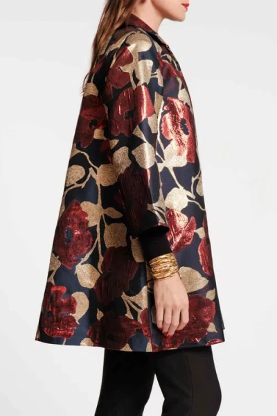 Frances Valentine Cornelia Swing Coat In Floating Floral Jacquard In Multi