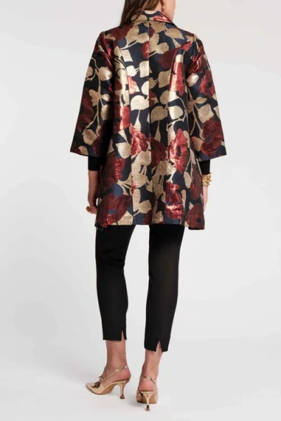 Frances Valentine Cornelia Swing Coat In Floating Floral Jacquard In Multi