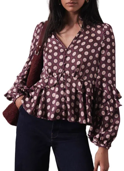 Mint Velvet Geometric Print Top In Multi