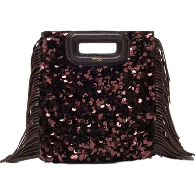 Maje Rhinestone Miss M Mini Bag In Brown