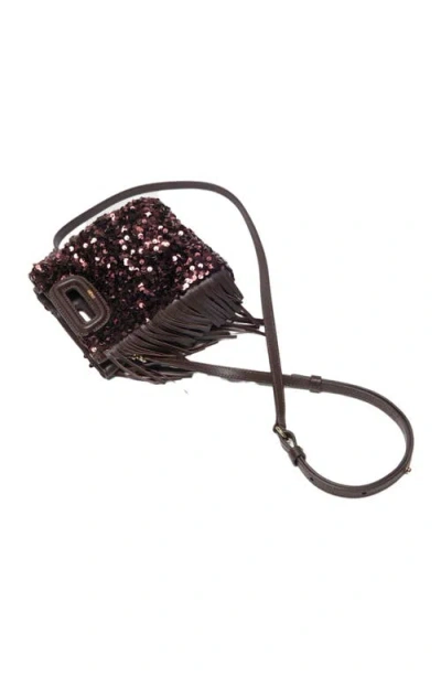 Maje Rhinestone Miss M Mini Bag In Brown