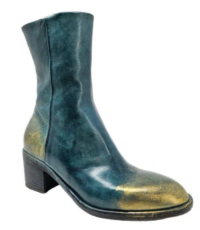 Madison Maison Hand Rubbed Metallic Ankle Boot In Blue