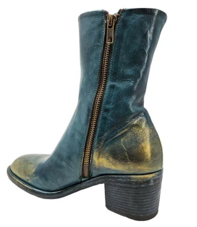 Madison Maison Hand Rubbed Metallic Ankle Boot In Blue